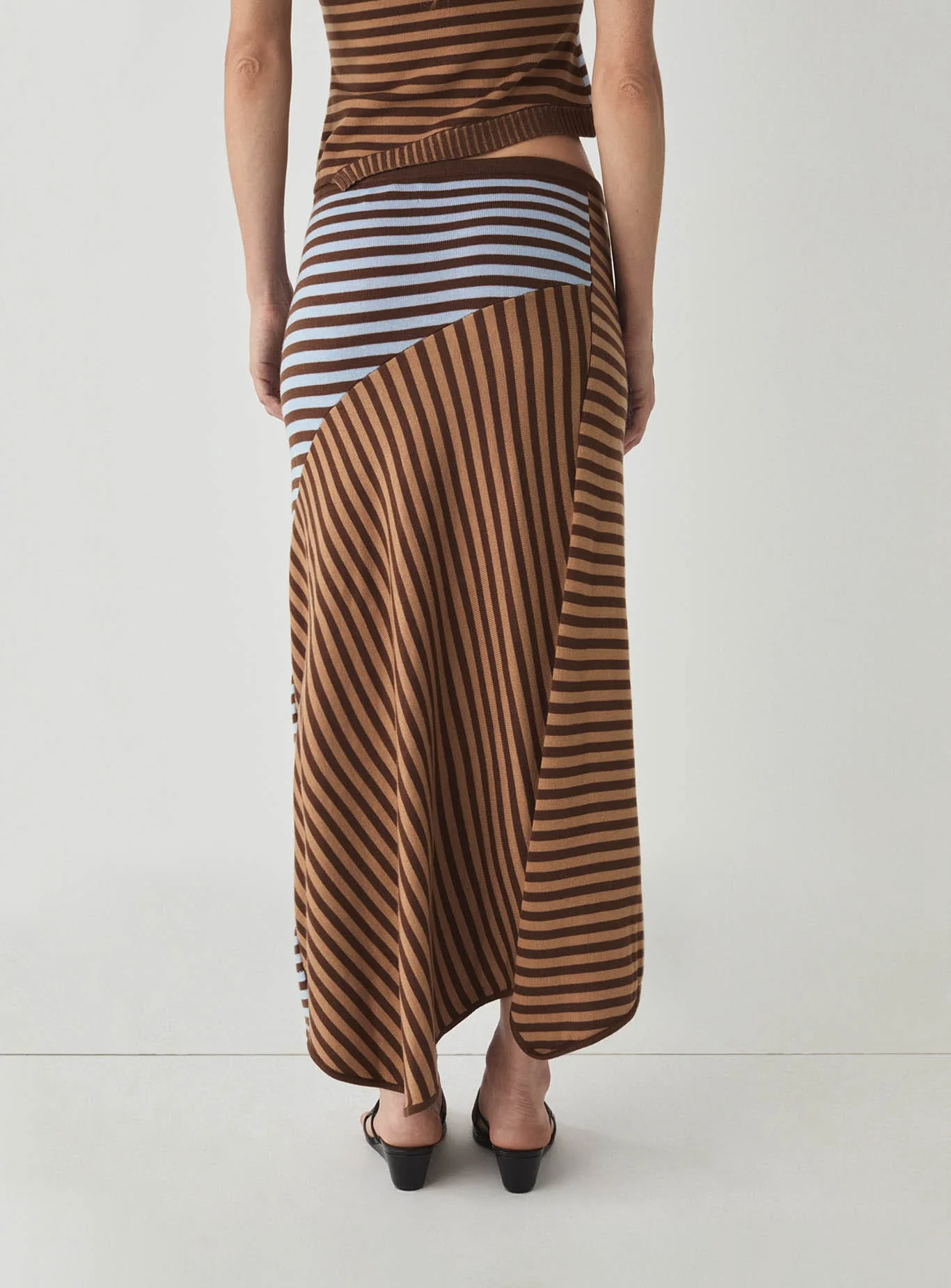 ANISE STRIPED BROWN SKIRT - Image 2