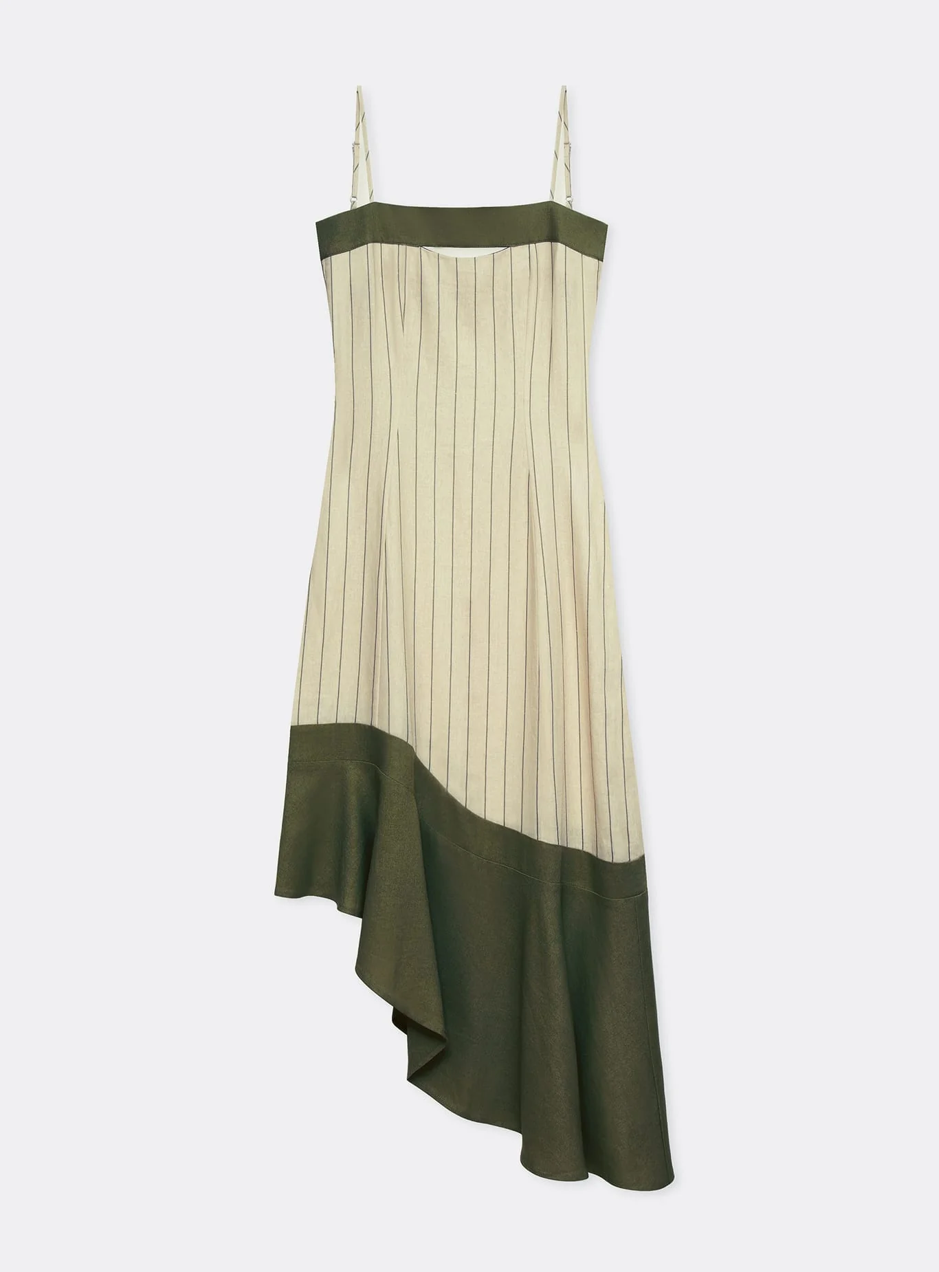 BREEZE KHAKI ASYMMETRIC MIDI DRESS - Image 6