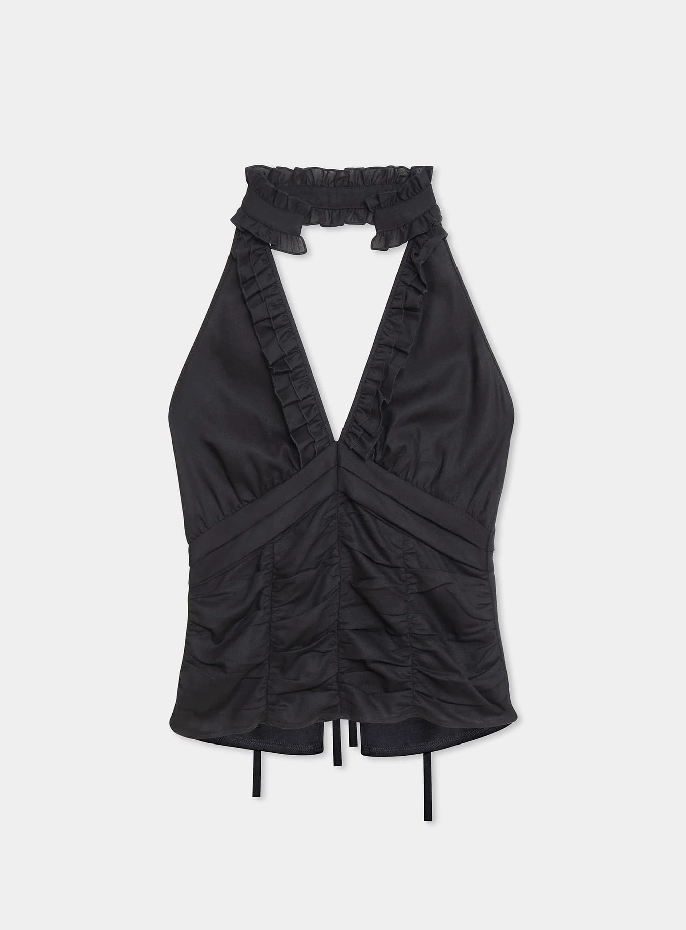 DORA BLACK RUCHED LINEN TOP - Image 6