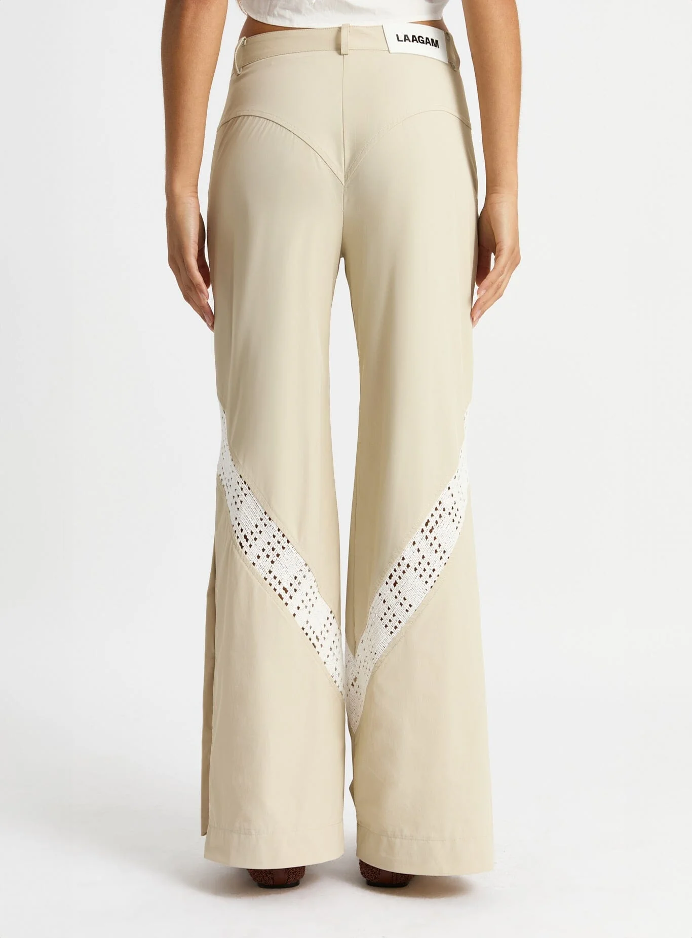 ELLIE BEIGE RELAXED CUT-OUT PANTS - Image 3