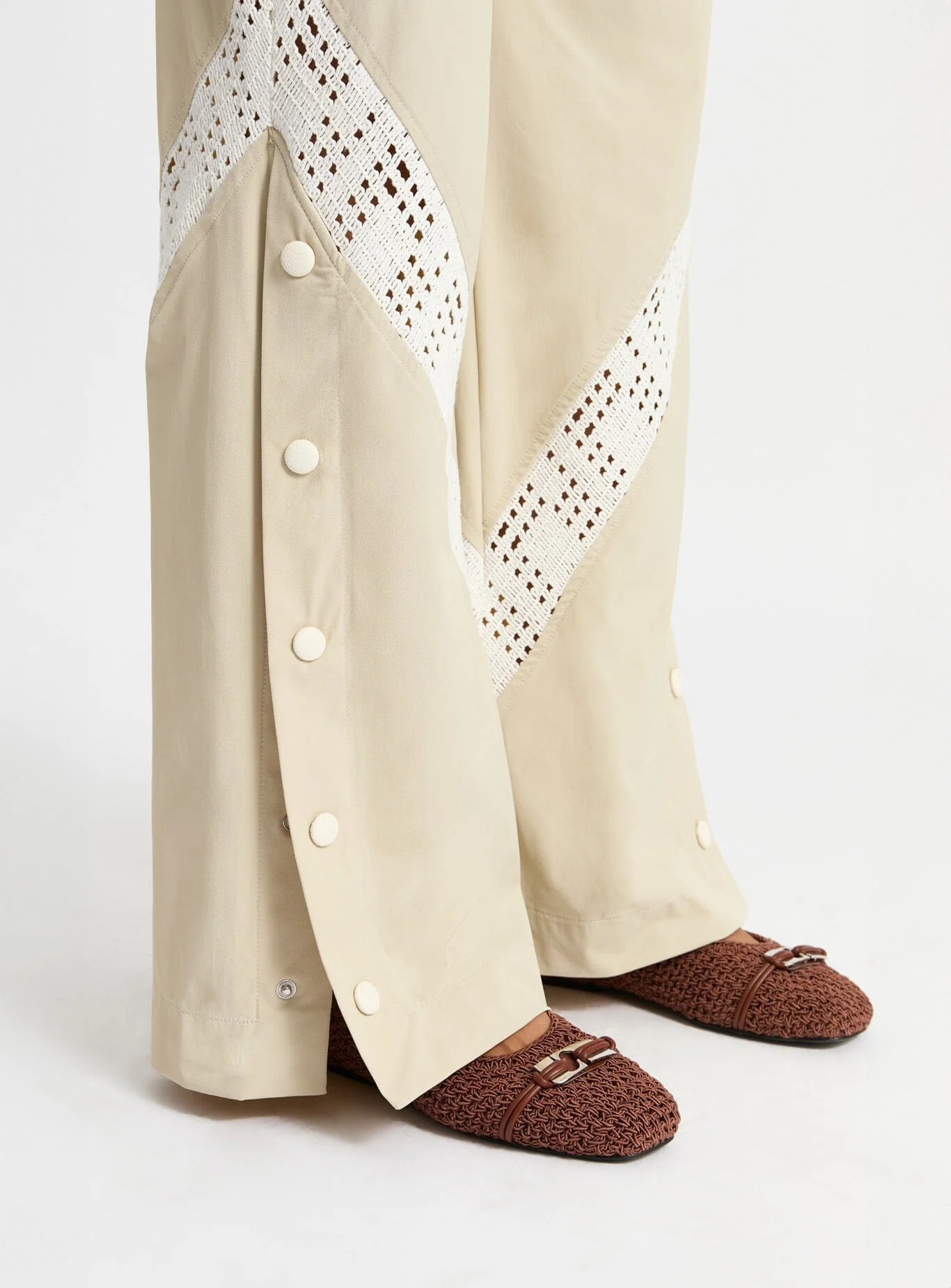 ELLIE BEIGE RELAXED CUT-OUT PANTS - Image 4