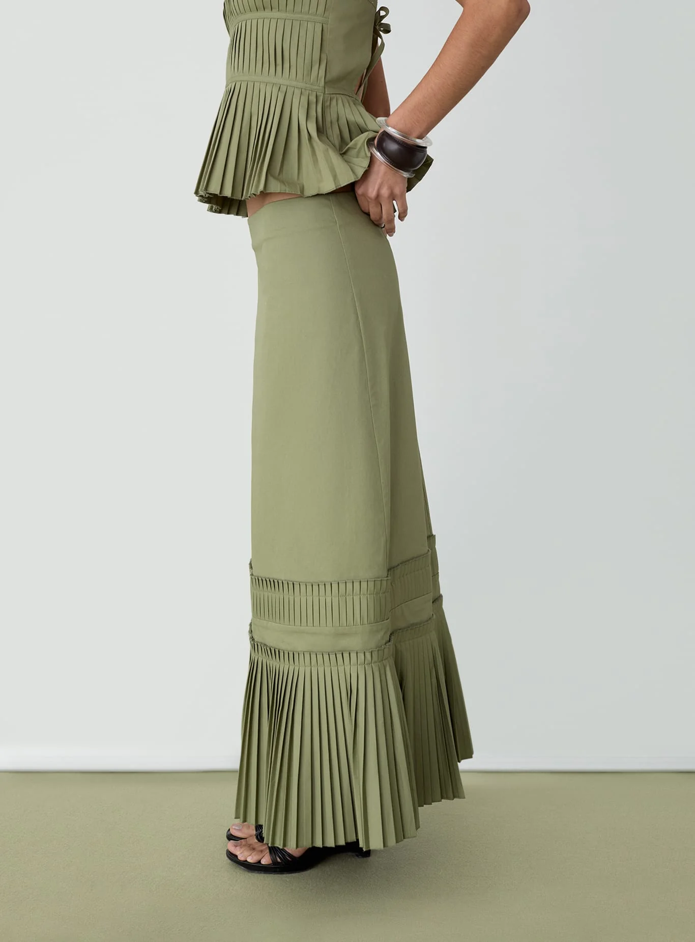 LEAH KHAKI MIDI SKIRT - Image 2