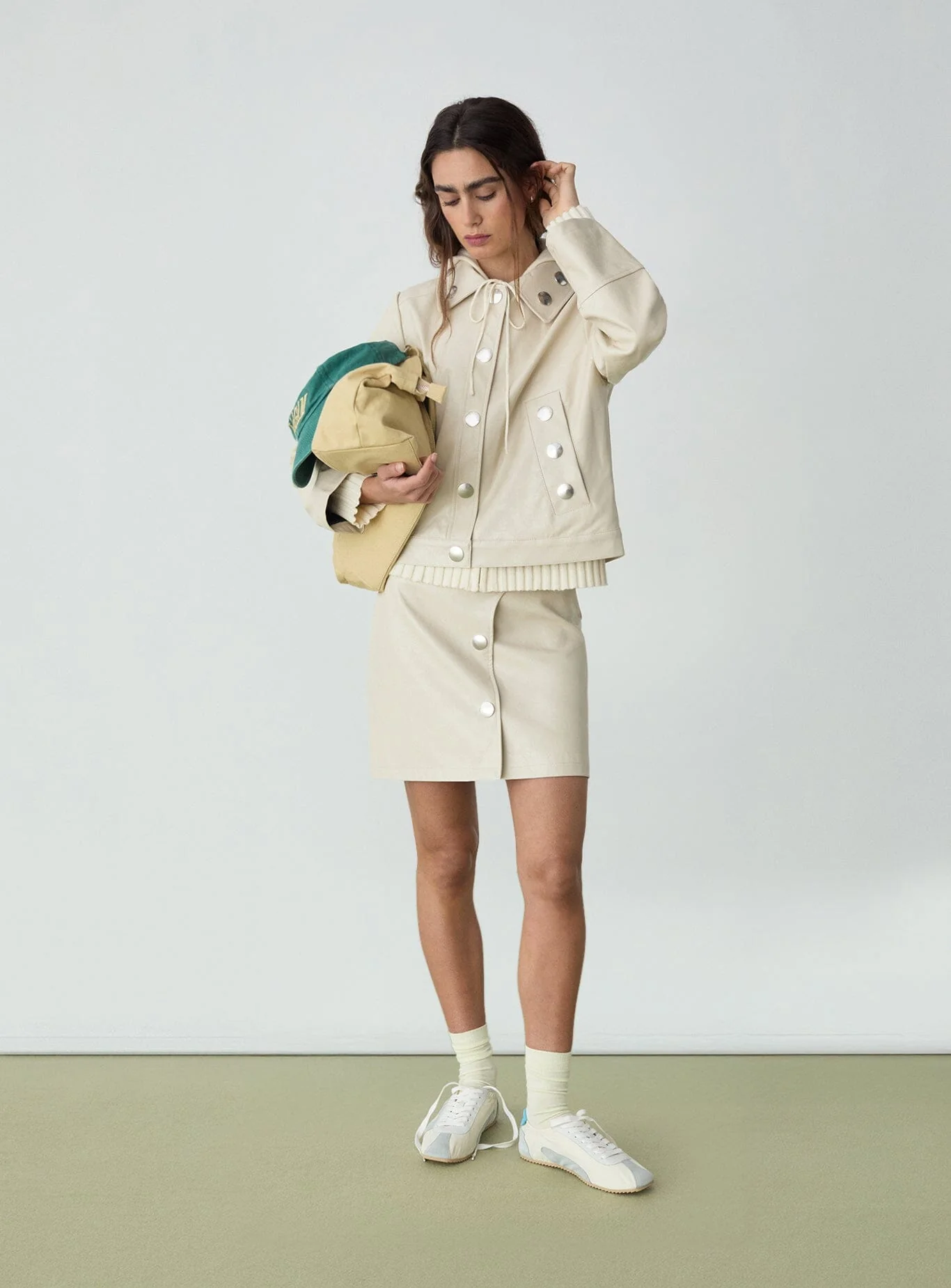 LENA ECRU SHORT SKIRT