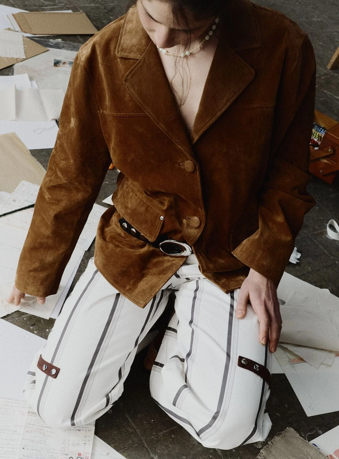 MAIRA REAL SUEDE BROWN LONG JACKET - Image 2