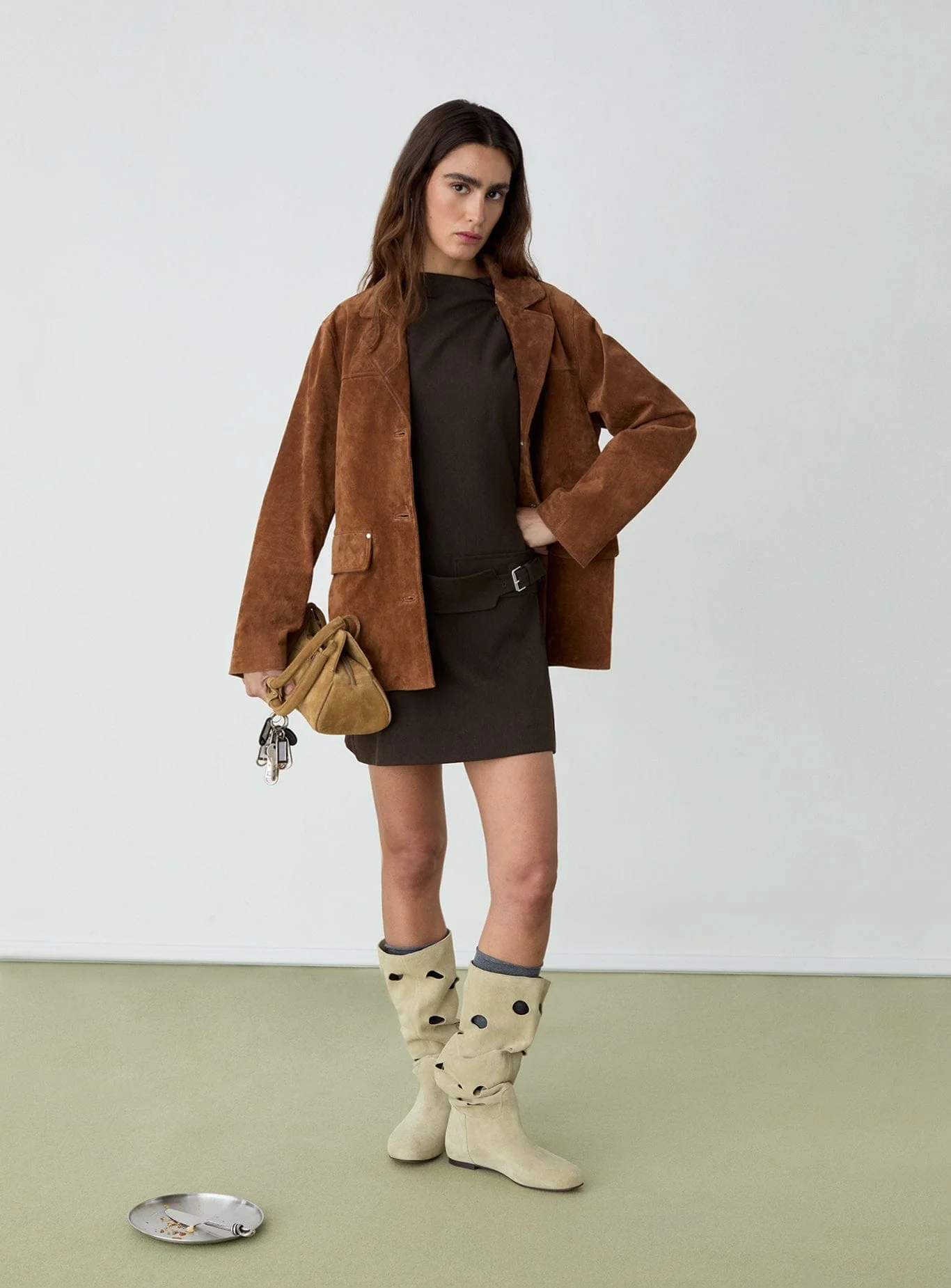 MAIRA REAL SUEDE BROWN LONG JACKET - Image 3