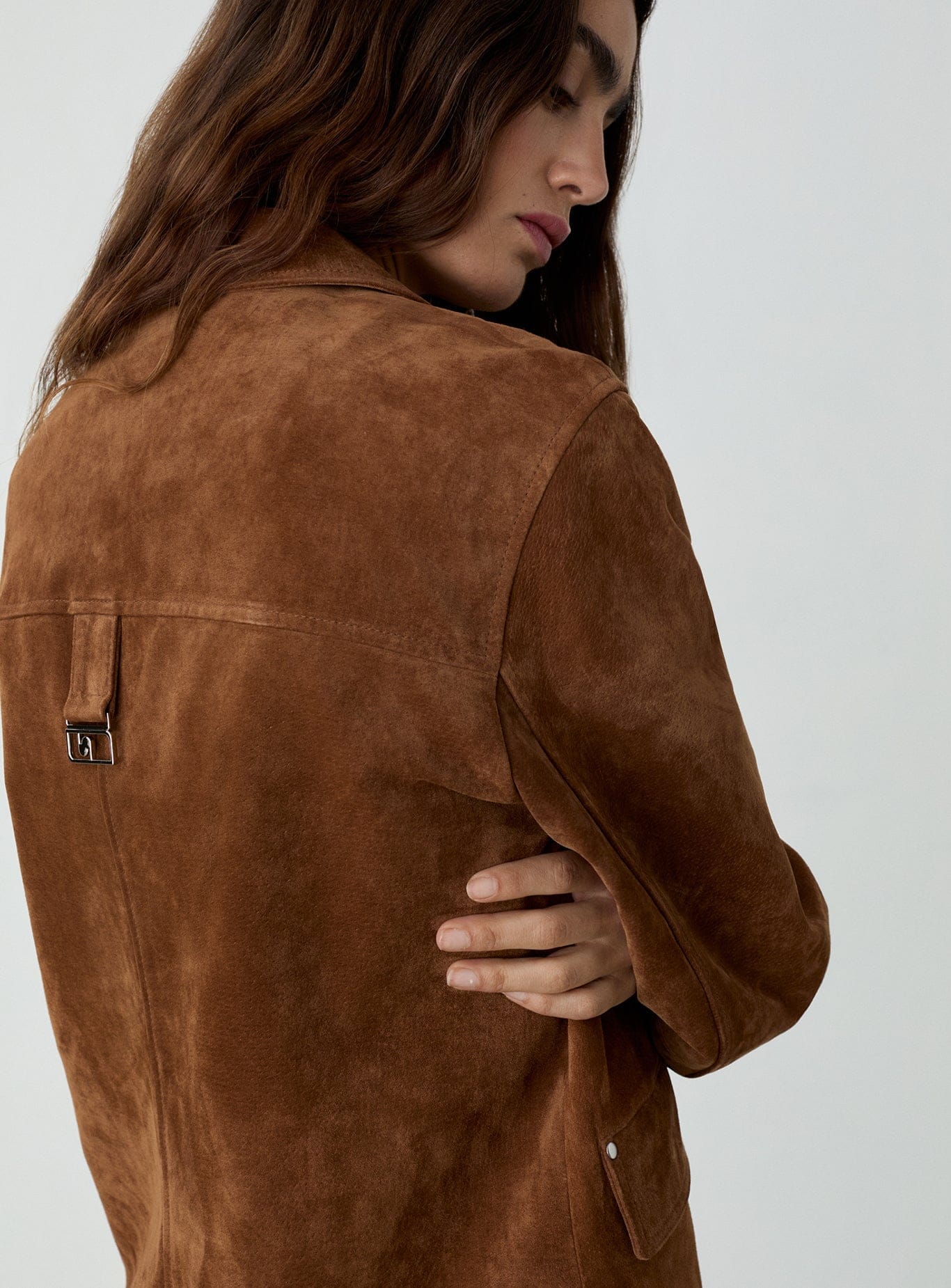 MAIRA REAL SUEDE BROWN LONG JACKET - Image 5