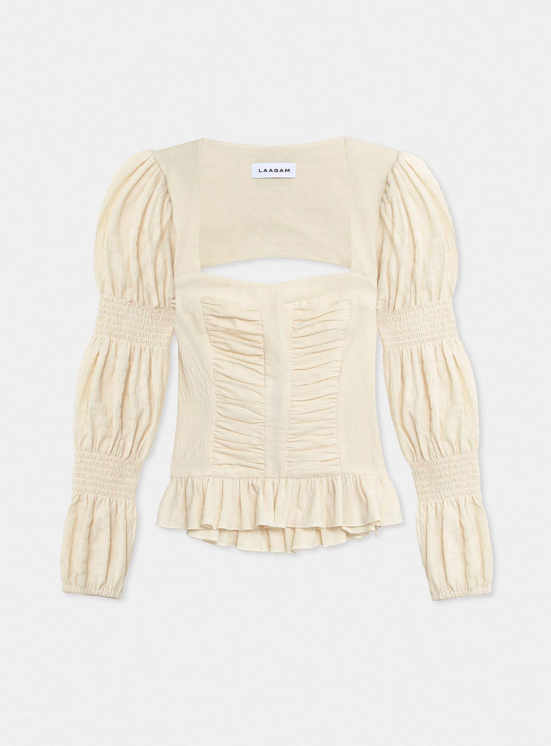 MARY ECRU TEXTURED BLOUSE - Image 4