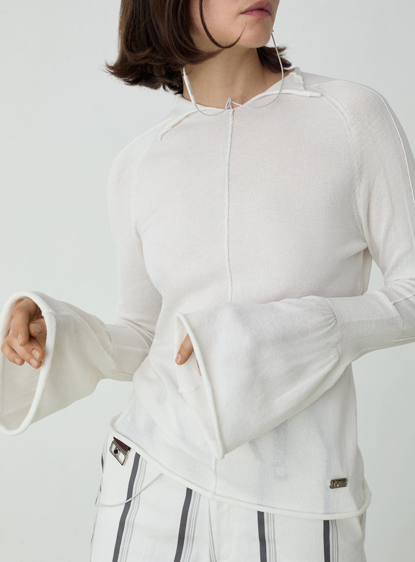 ODINE ECRU LONG KNITTED TOP - Image 3