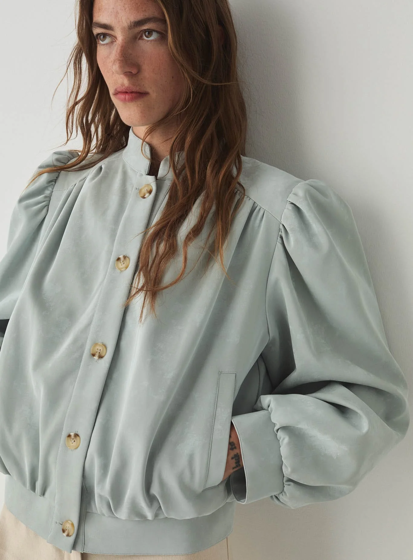ROBY LIGHT BLUE BOMBER JACKET - Image 2